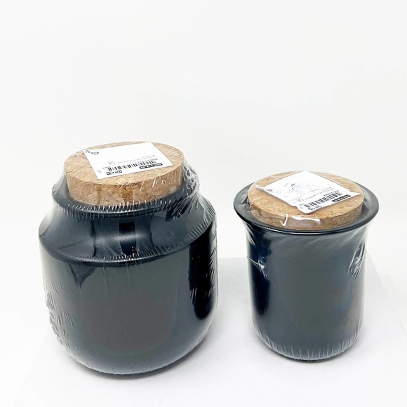 IKEA KROSAMOS Black Ceramic Jars Large & Small (2) - Picture 1 of 3
